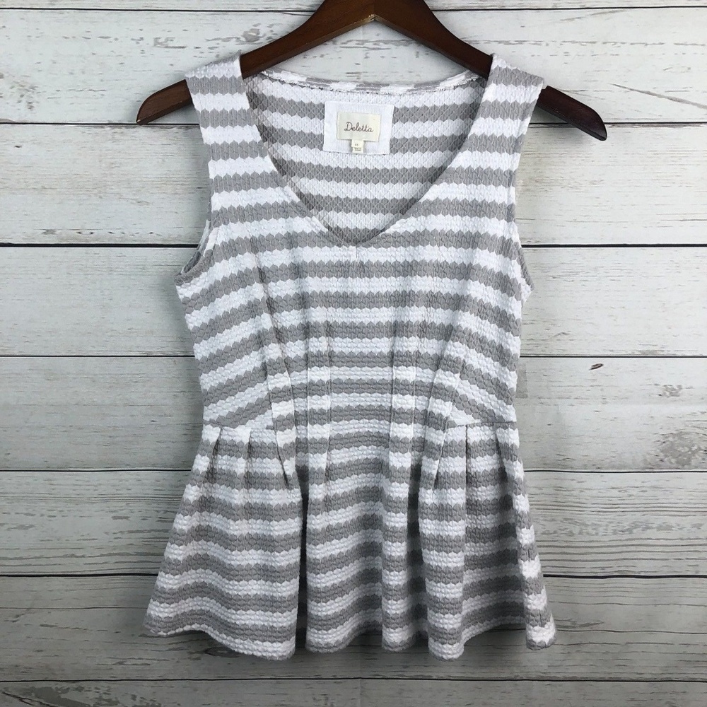 Deletta Anthropologie Striped Knit Peplum Top - Picture 2 of 5